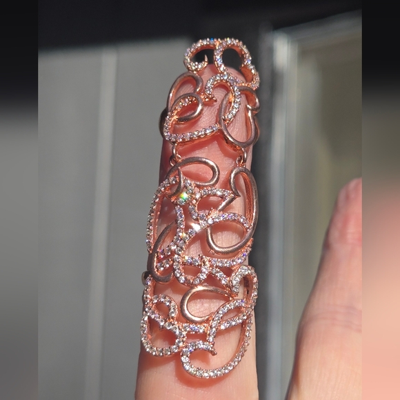 HOST PICK! 🎉🎊Topaz Sterling & Rosegold Heart knuckle cuff Sz7 - Picture 6 of 8